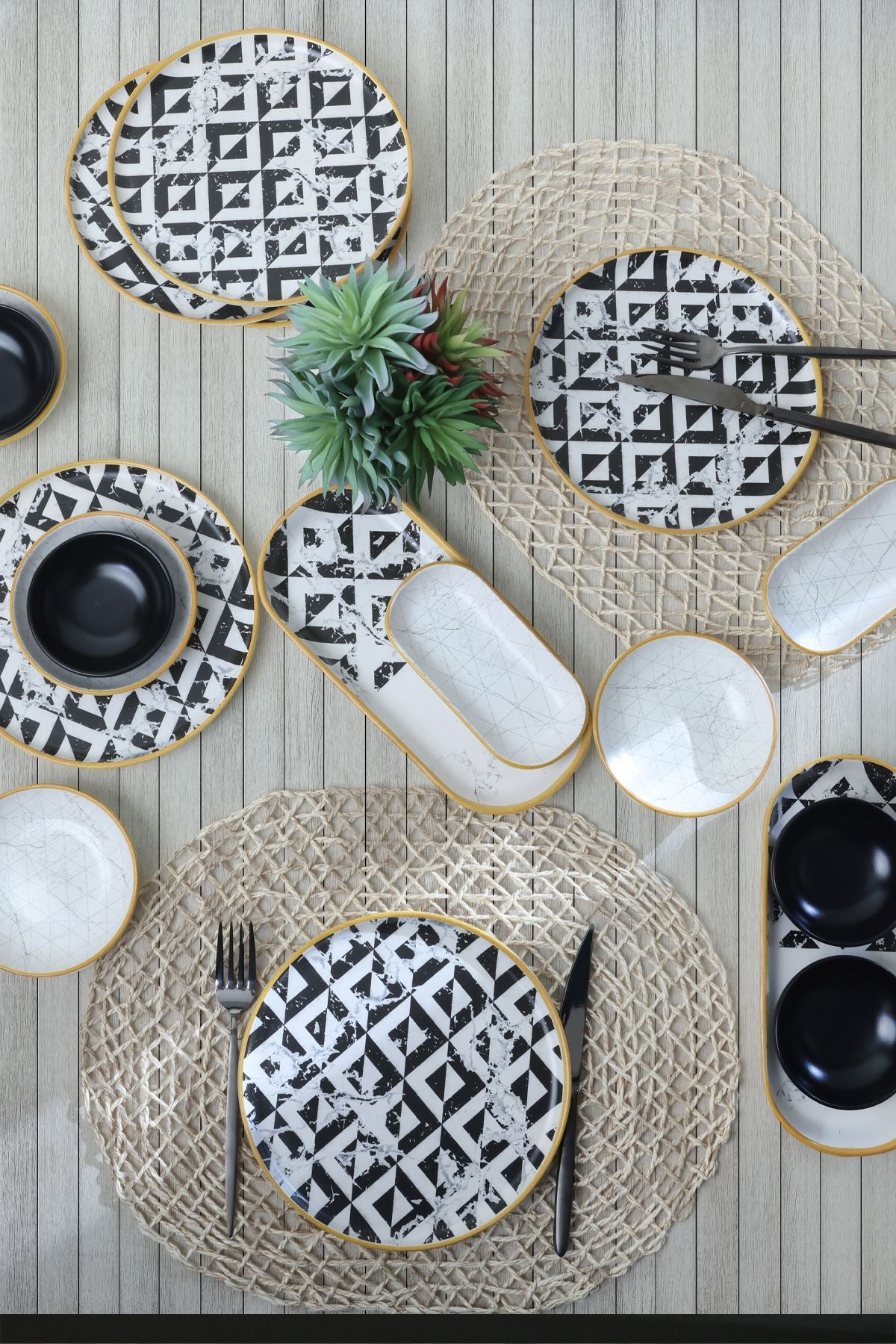 Keraart Trigon Marble Kahvaltı Takımı 18 Parça 6 Kişilik 18766-68-69