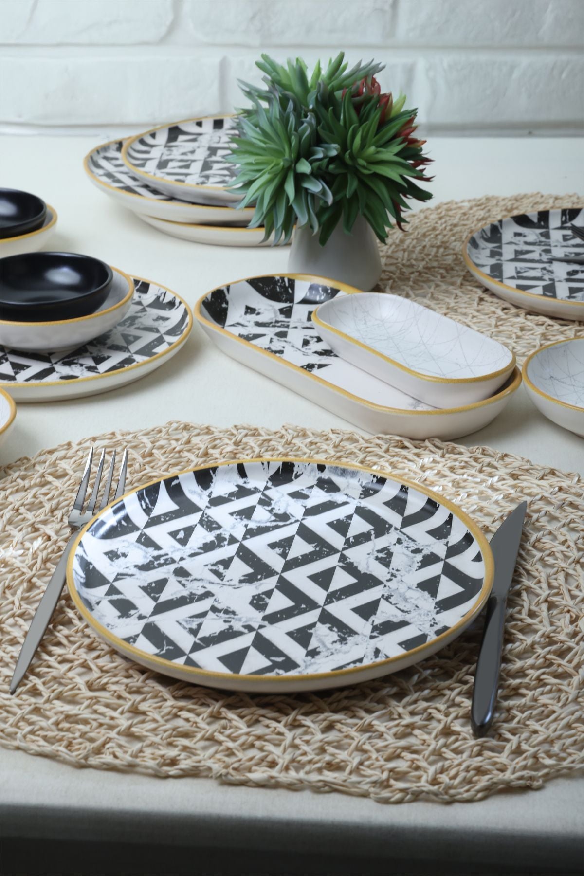 Keraart Trigon Marble Kahvaltı Takımı 18 Parça 6 Kişilik 18766-68-69