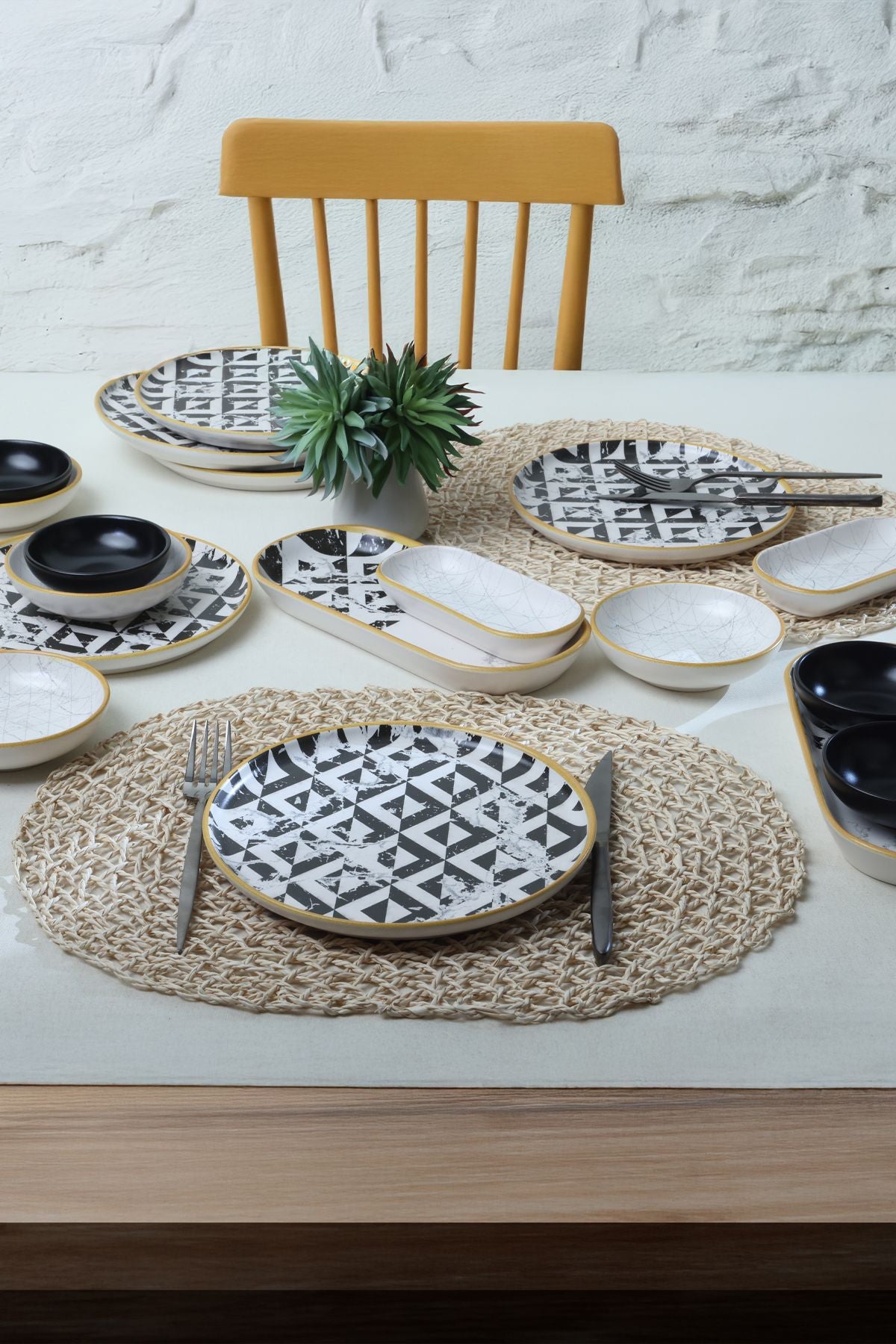 Keraart Trigon Marble Kahvaltı Takımı 18 Parça 6 Kişilik 18766-68-69