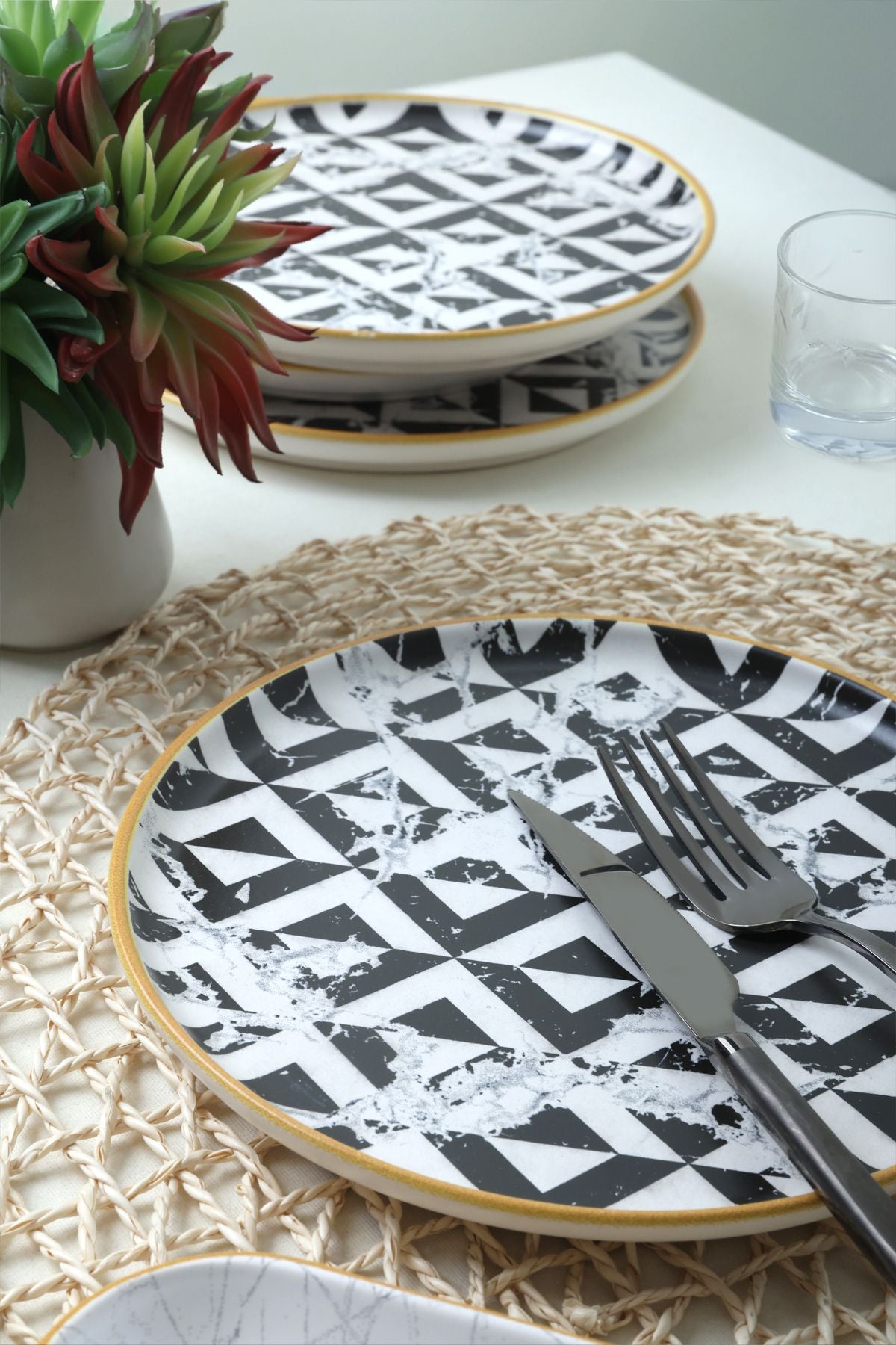 Keraart Trigon Marble Kahvaltı Takımı 18 Parça 6 Kişilik 18766-68-69