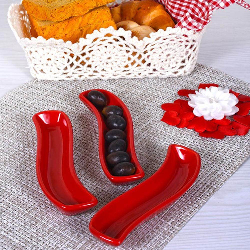 Kırmızı İvory Zeytinlik 18 Cm 3 Adet