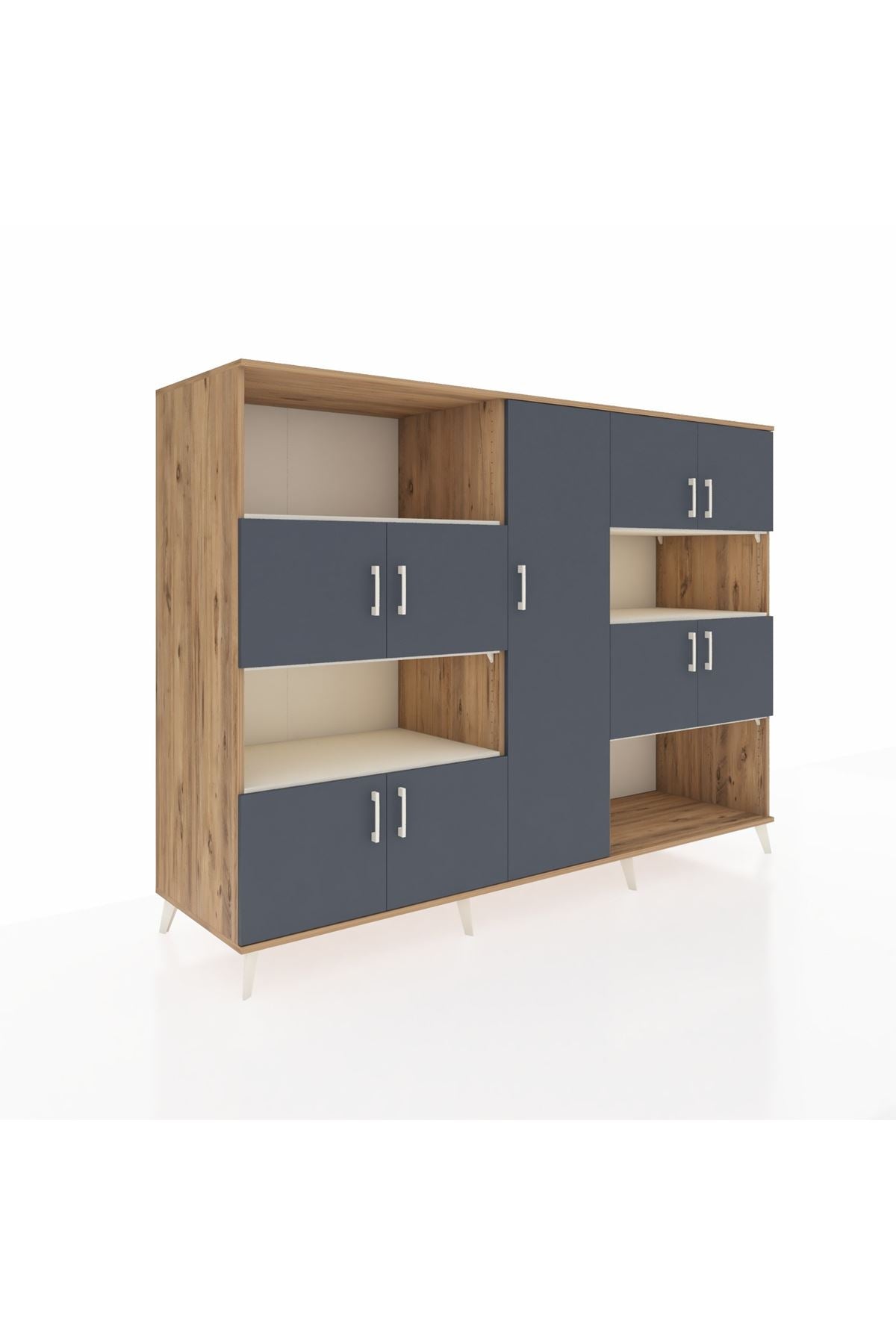 Kronos Dolap 10 Raflı 9 Kapaklı 220x59x163 Çam-Antrasit/Aytaşı