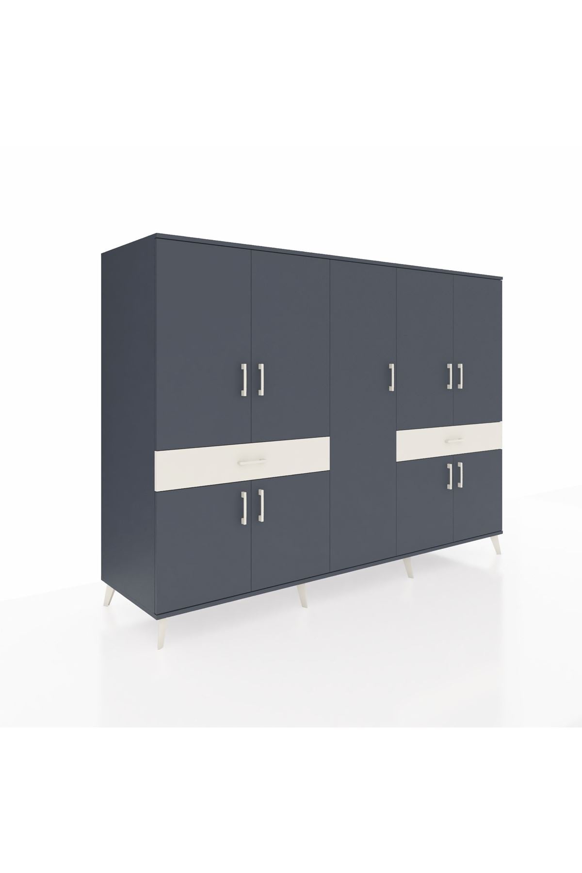 Kronos Dolap 12 Raflı 2 Çekmeceli 8 Kapaklı 220x59x163 Antrasit-Antrasit/Aytaşı