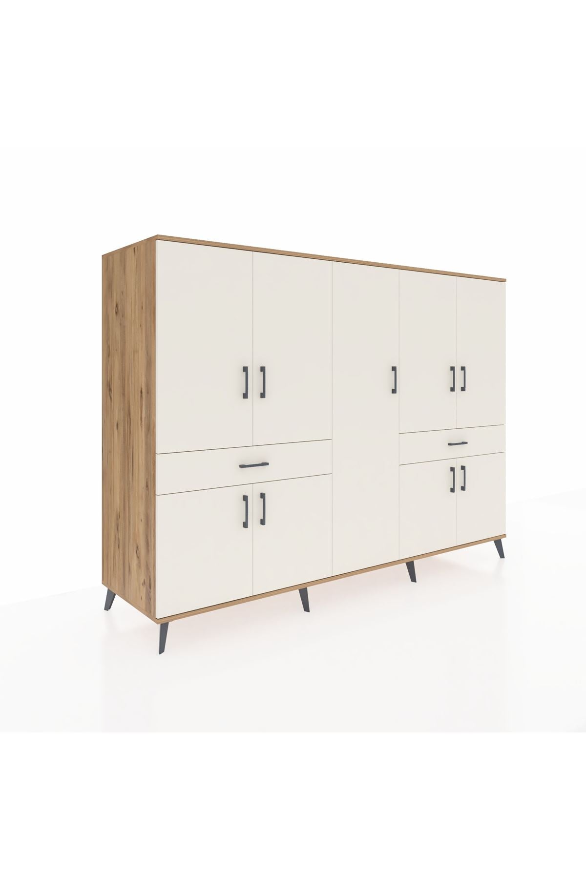 Kronos Dolap 12 Raflı 2 Çekmeceli 8 Kapaklı 220x59x163 Çam-Aytaşı