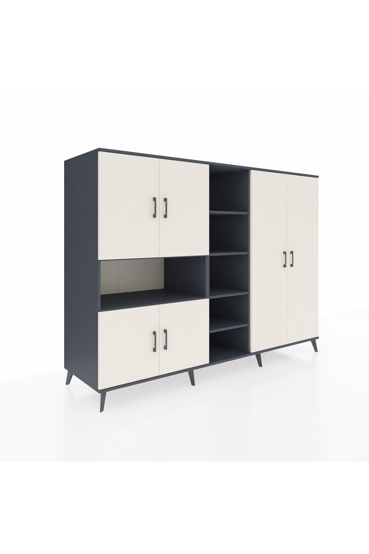 Kronos Dolap 13 Raflı 6 Kapaklı 220x59x163 Antrasit-Aytaşı/Antrasit