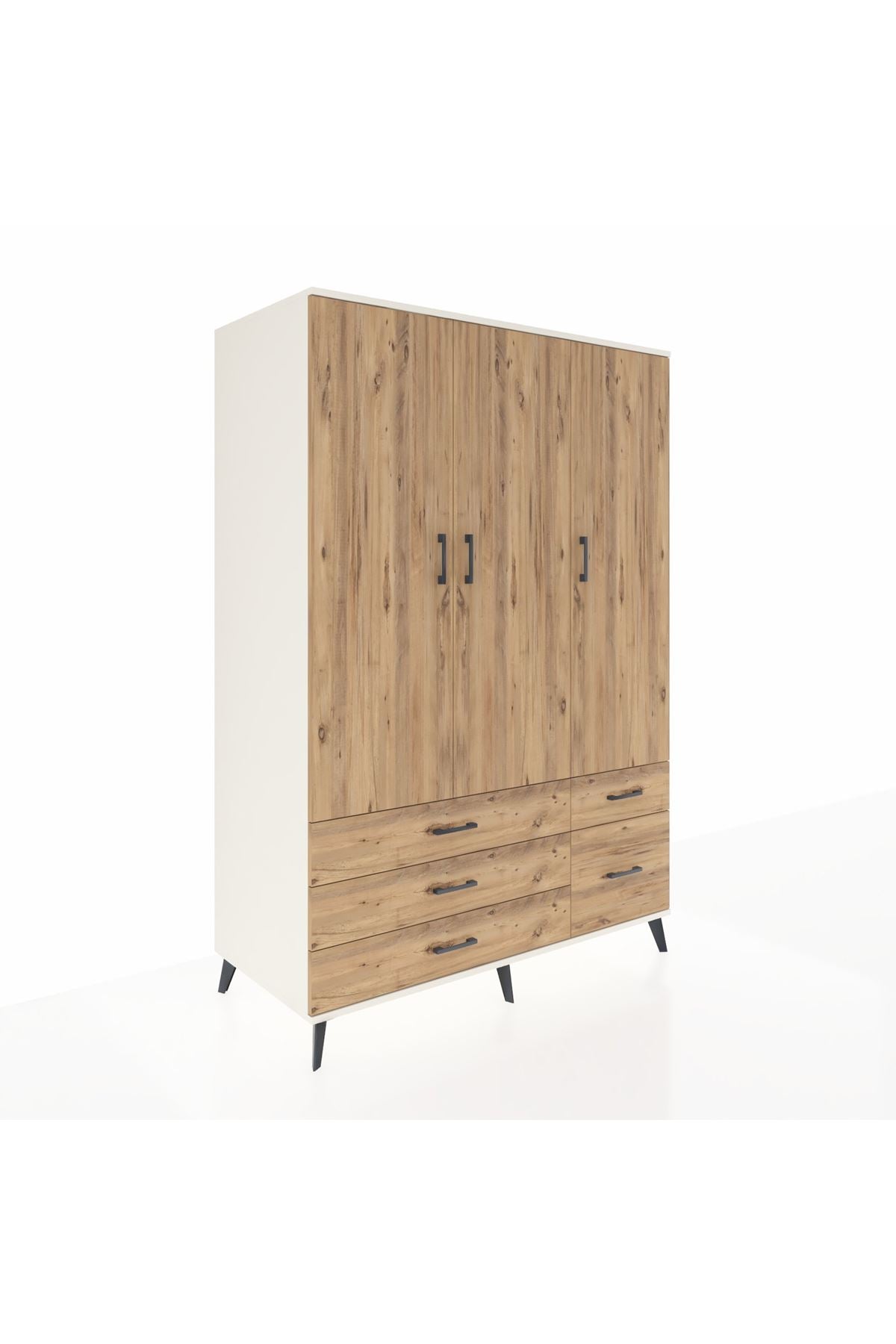 Kronos Gardrop 5 Raflı 5 Çekmeceli Tek Askılı 132x59x195 Aytaşı-Çam