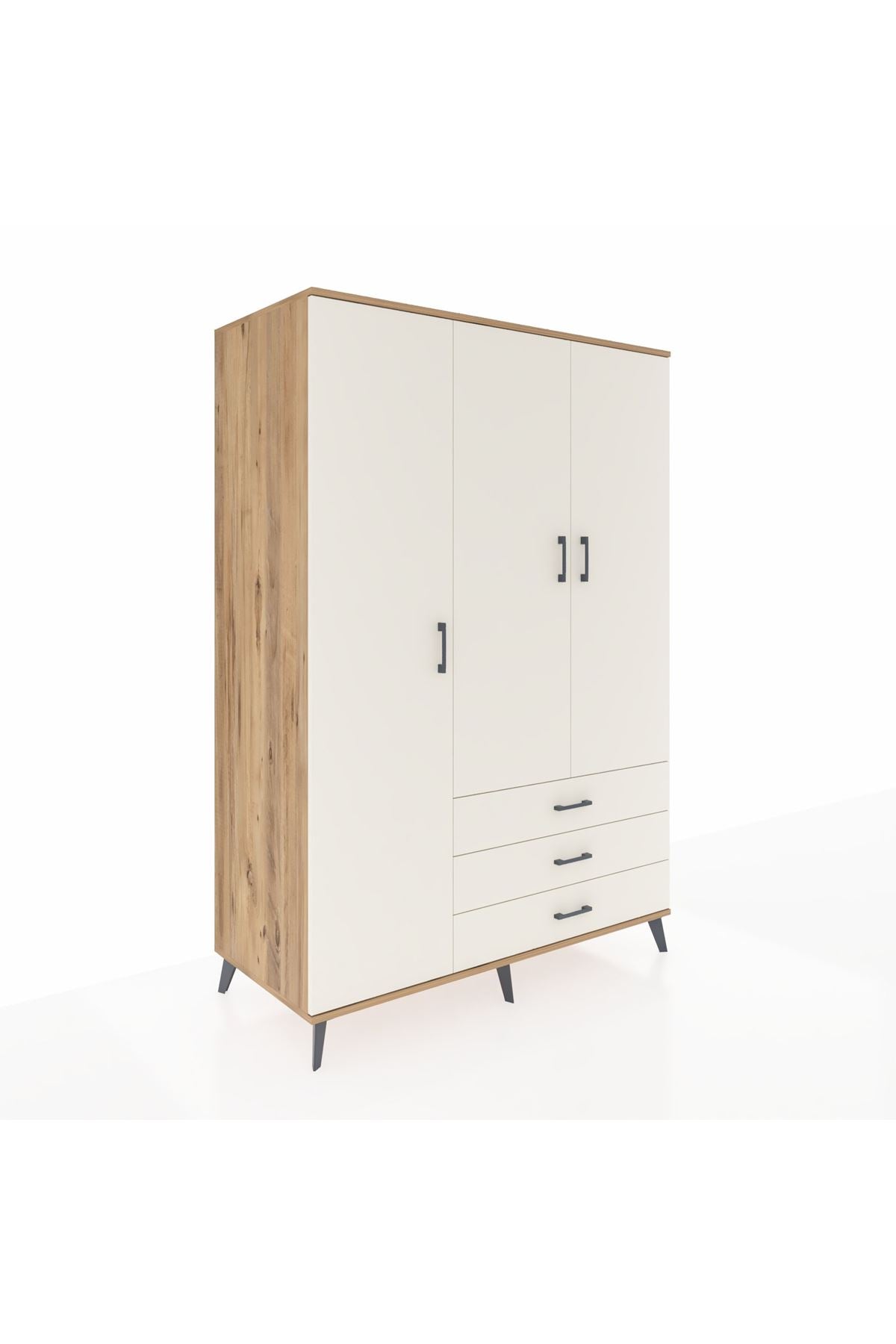 Kronos Gardrop 6 Raflı 3 Çekmeceli Tek Askılı 132x59x195 Çam-Aytaşı