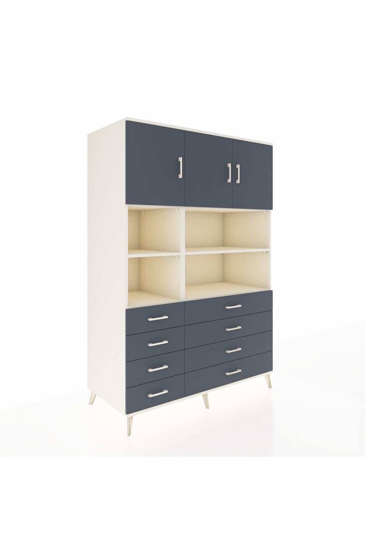 Kronos Gardrop 8 Raflı 8 Çekmeceli 3 Kapaklı 132x59x195 Aytaşı-Antrasit