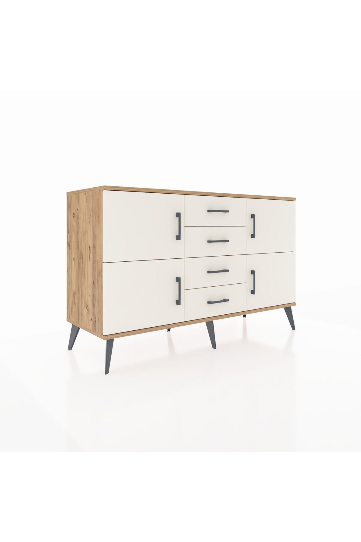 Kronos Konsol 2 Raflı 4 Çekmeceli 4 Kapaklı 132x59x83 Çam-Aytaşı/Aytaşı