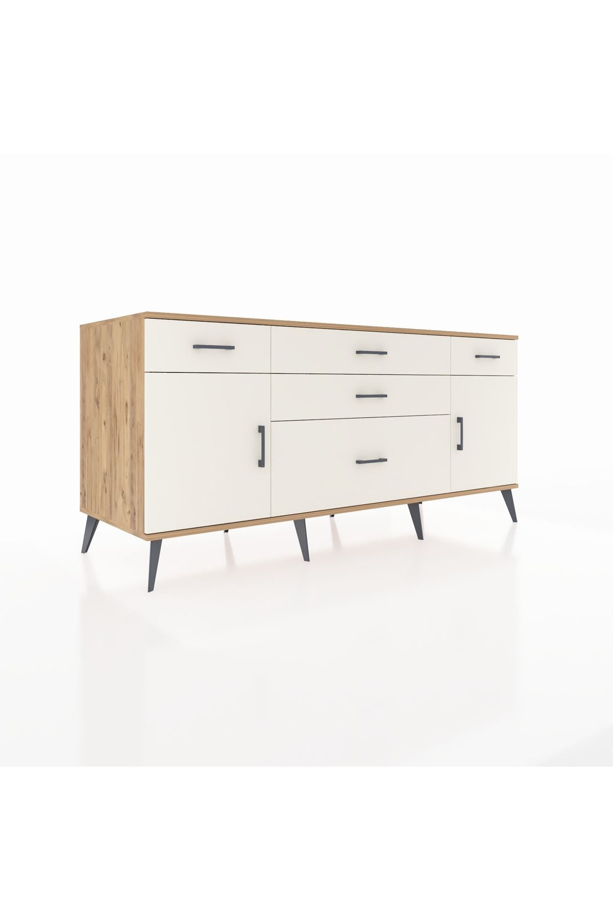 Kronos Konsol 2 Raflı 5 Çekmeceli 2 Kapaklı 176x59x83 Çam-Aytaşı/Aytaşı