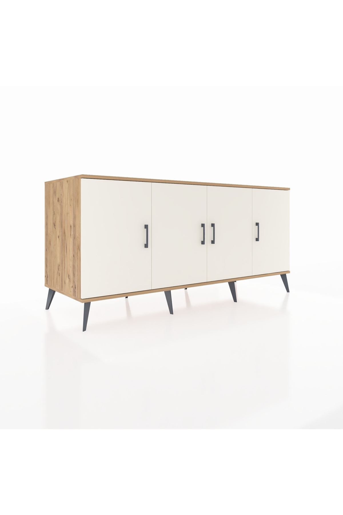 Kronos Konsol 3 Raflı 4 Kapaklı 176x59x83 Çam-Aytaşı/Antrasit