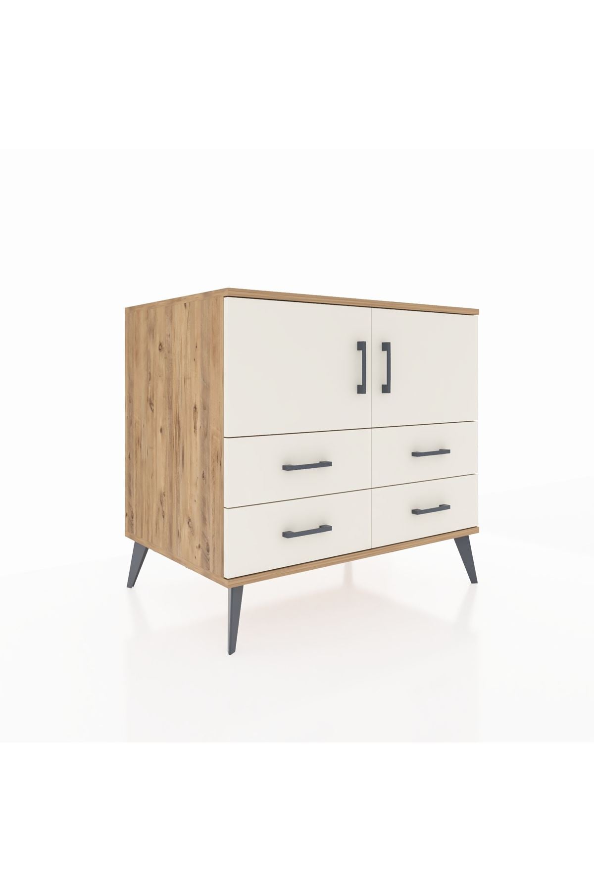 Kronos Şifonyer 2 Raflı 4 Çekmeceli 2 Kapaklı 88x59x80 Çam-Aytaşı