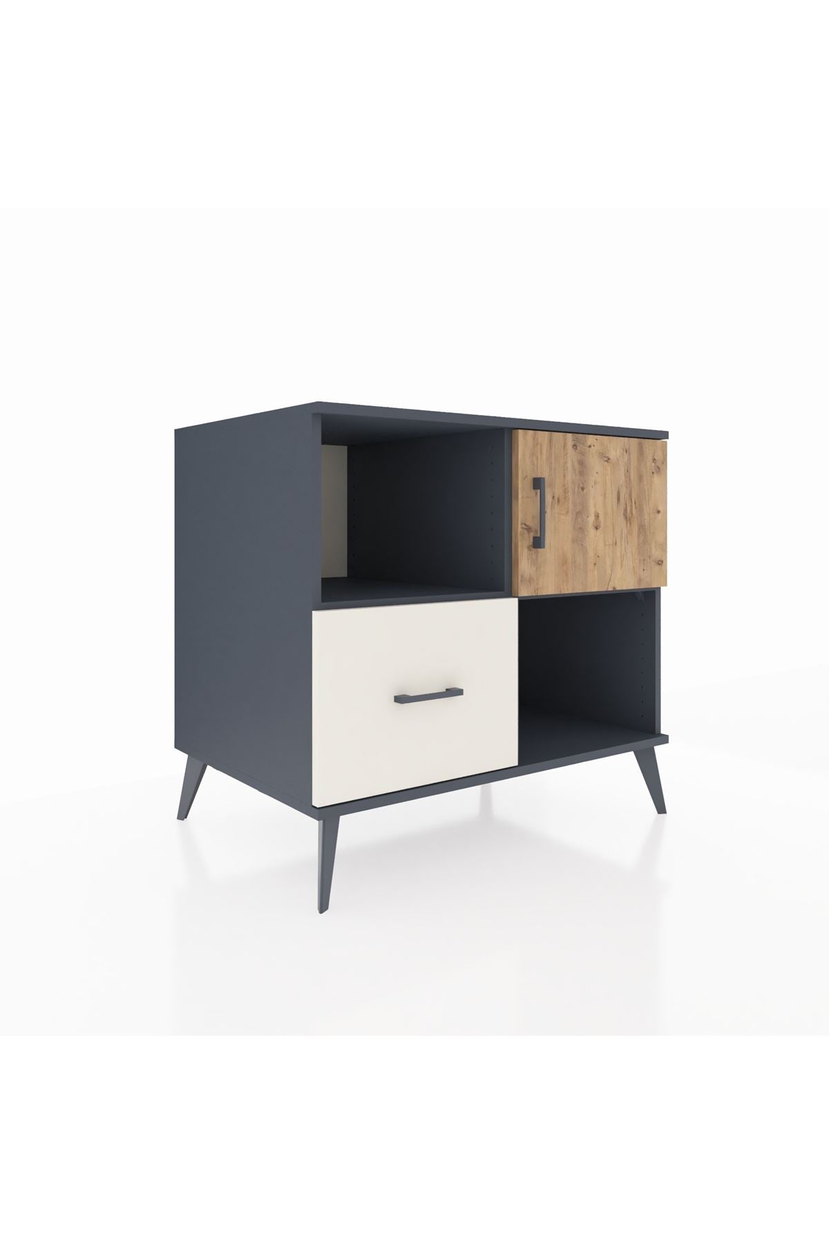 Kronos Şifonyer 2 Raflı Tek Çekmeceli Tek Kapaklı  88x59x80 Antrasit-Çam/Aytaşı