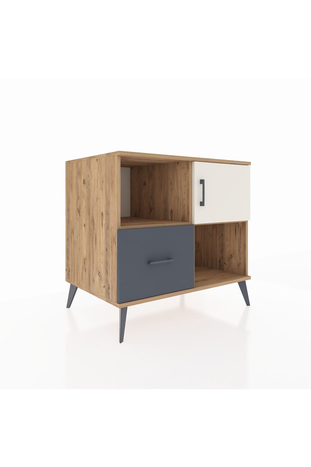 Kronos Şifonyer 2 Raflı Tek Çekmeceli Tek Kapaklı  88x59x80 Çam-Aytaşı/Antrasit