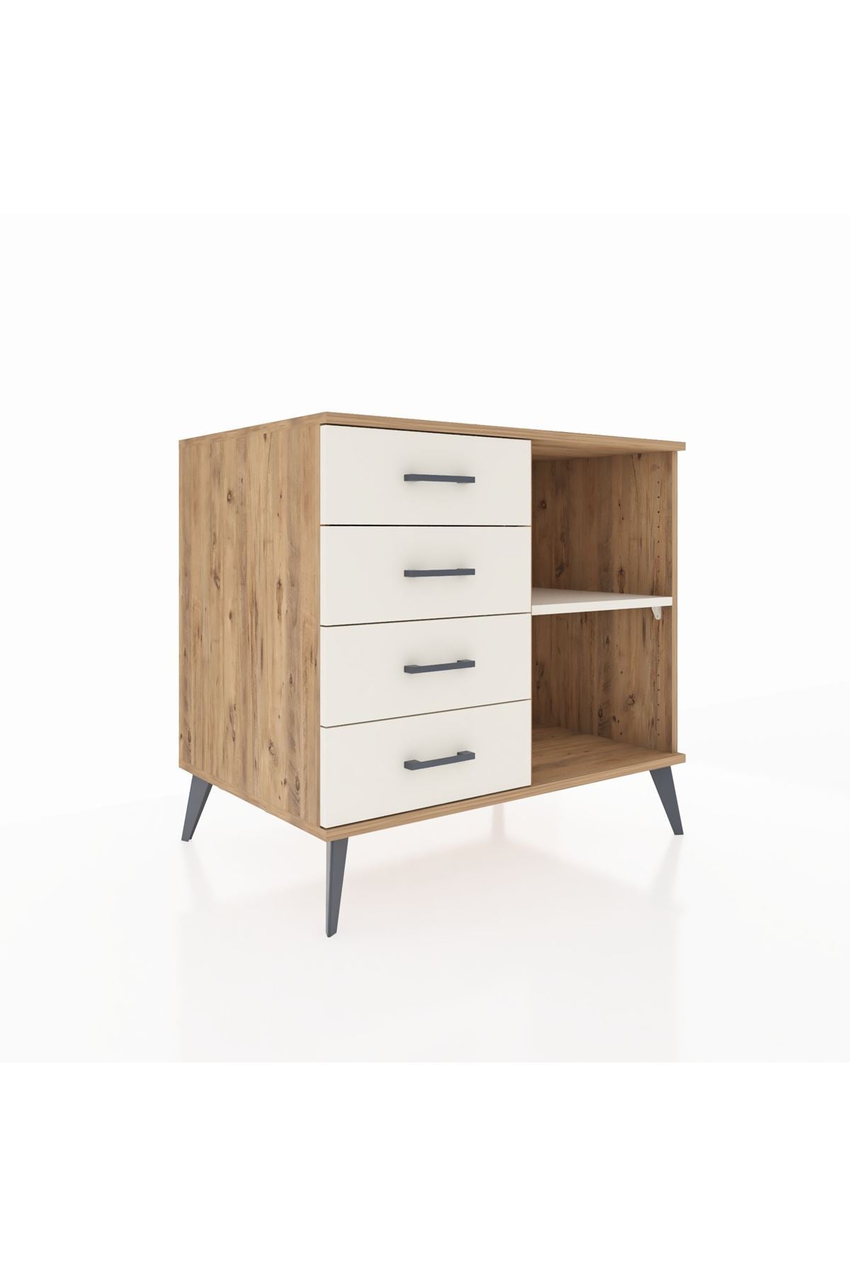 Kronos Şifonyer Tek Raflı 4 Çekmeceli  88x59x80 Çam-Aytaşı