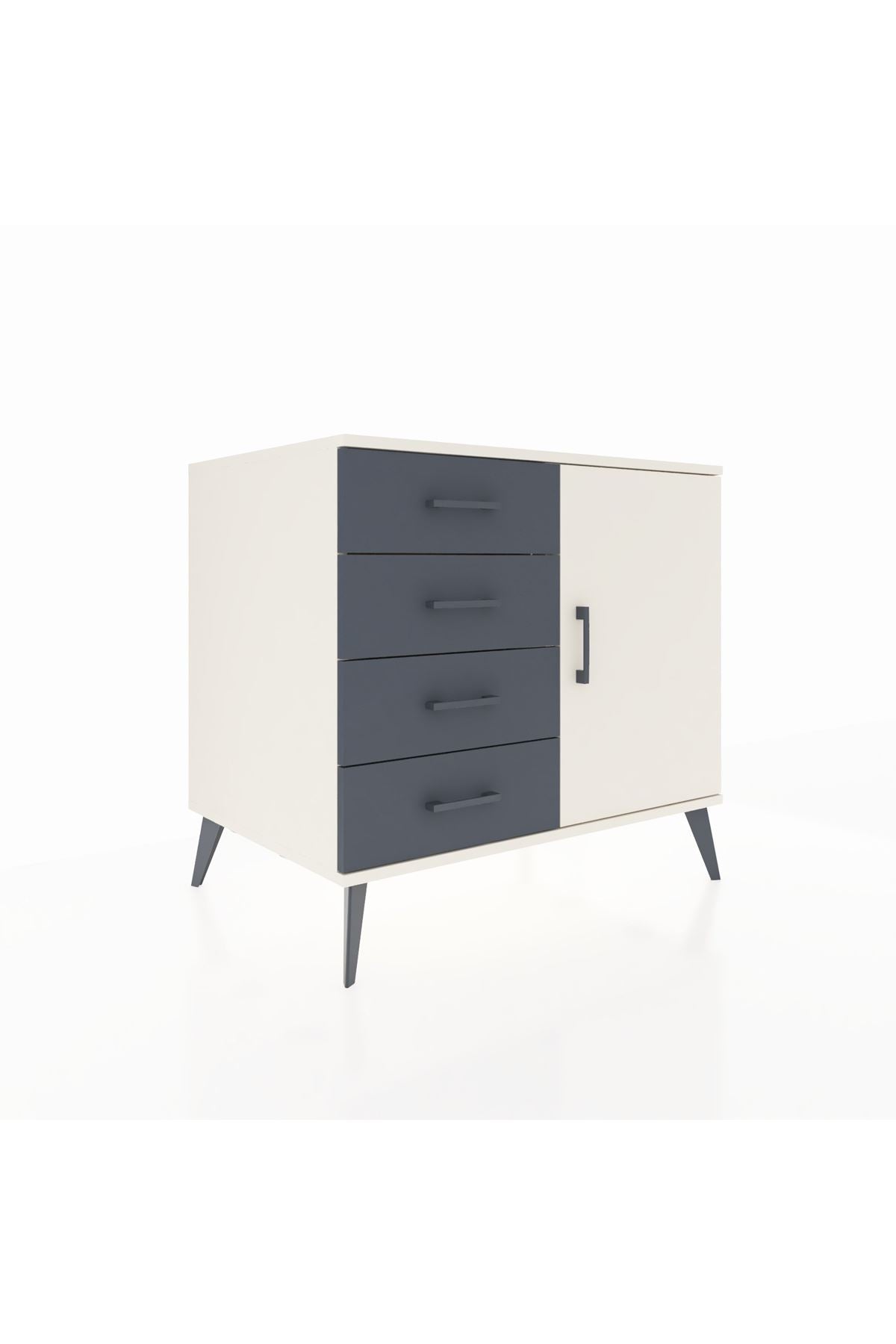 Kronos Şifonyer Tek Raflı 4 Çekmeceli Tek Kapaklı  88x59x80 Aytaşı-Aytaşı/Antrasit