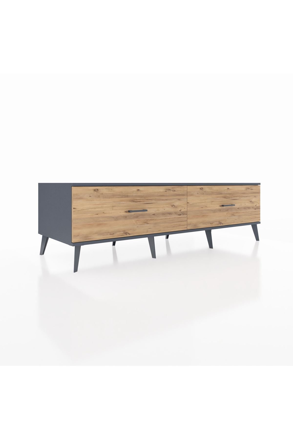 Kronos TV Ünitesi 2 Çekmeceli  176x59x51 Antrasit-Antrasit/Çam