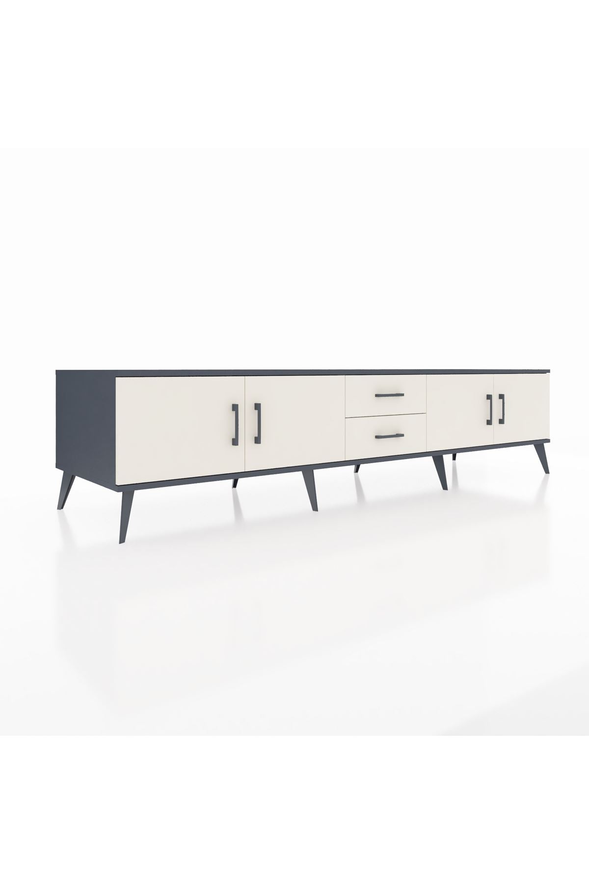 Kronos TV Ünitesi 2 Raflı 2 Çekmeceli 4 Kapaklı 220x59x51 Antrasit-Aytaşı