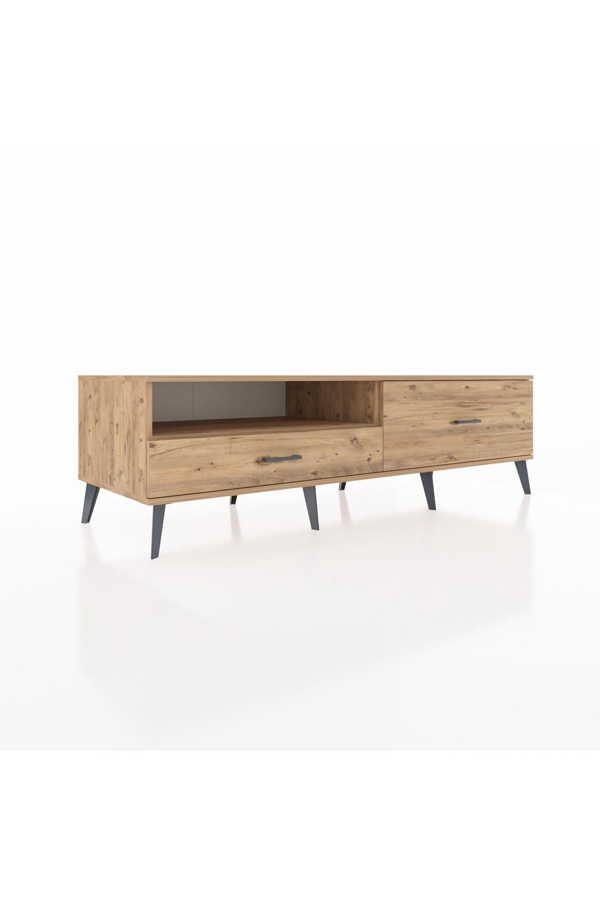 Kronos TV Ünitesi Tek Raflı 2 Çekmeceli  176x59x51 Çam-Çam