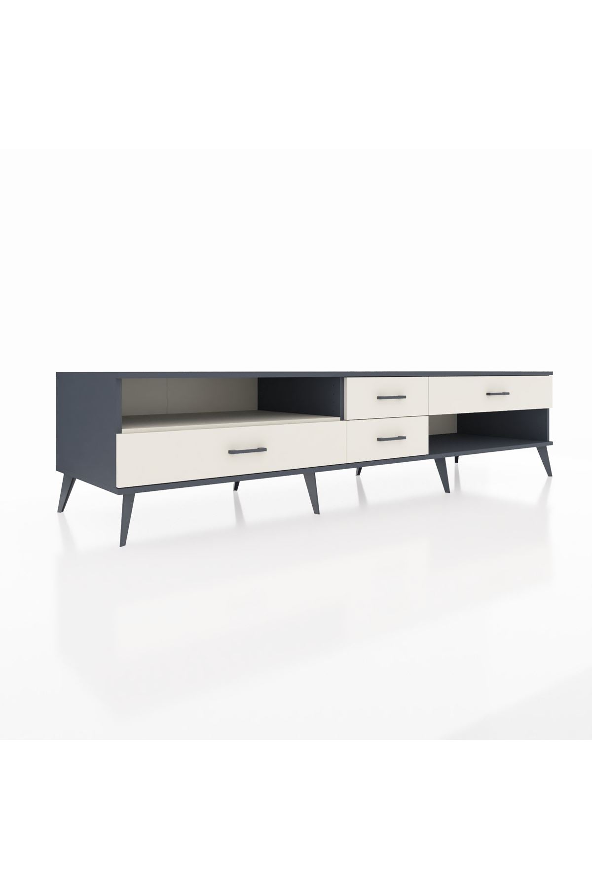 Kronos TV Ünitesi Tek Raflı 4 Çekmeceli  220x59x51 Antrasit-Aytaşı