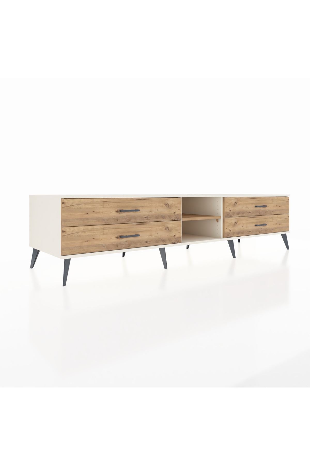 Kronos TV Ünitesi Tek Raflı 4 Çekmeceli  220x59x51 Aytaşı-Çam