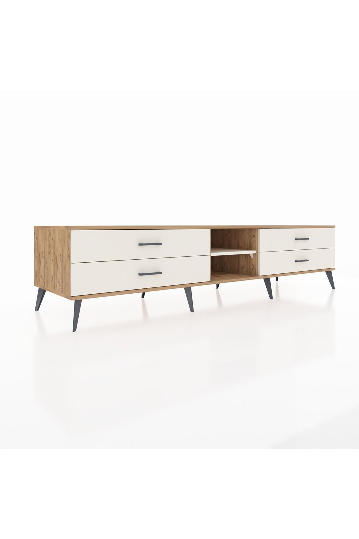 Kronos TV Ünitesi Tek Raflı 4 Çekmeceli  220x59x51 Çam-Aytaşı