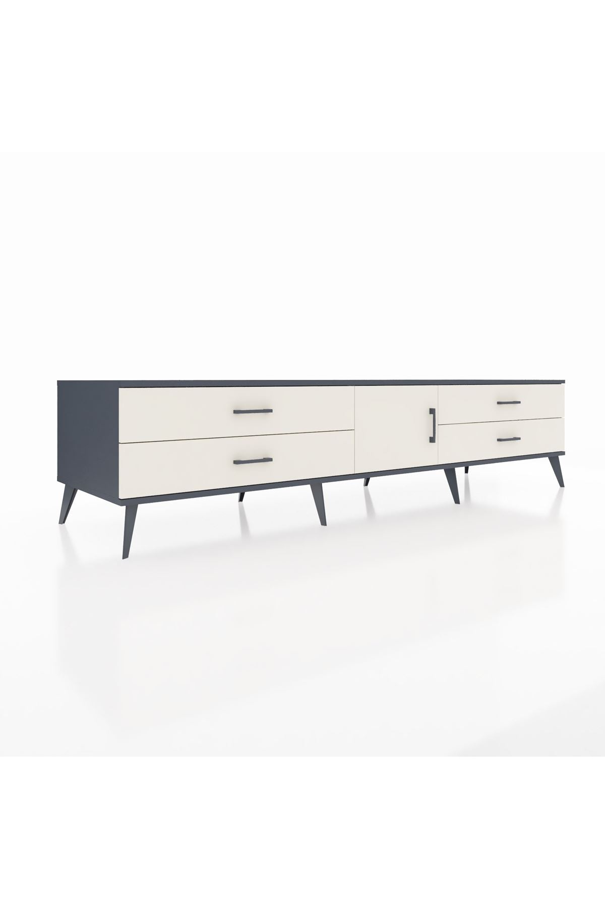 Kronos TV Ünitesi Tek Raflı 4 Çekmeceli Tek Kapaklı  220x59x51 Antrasit-Aytaşı