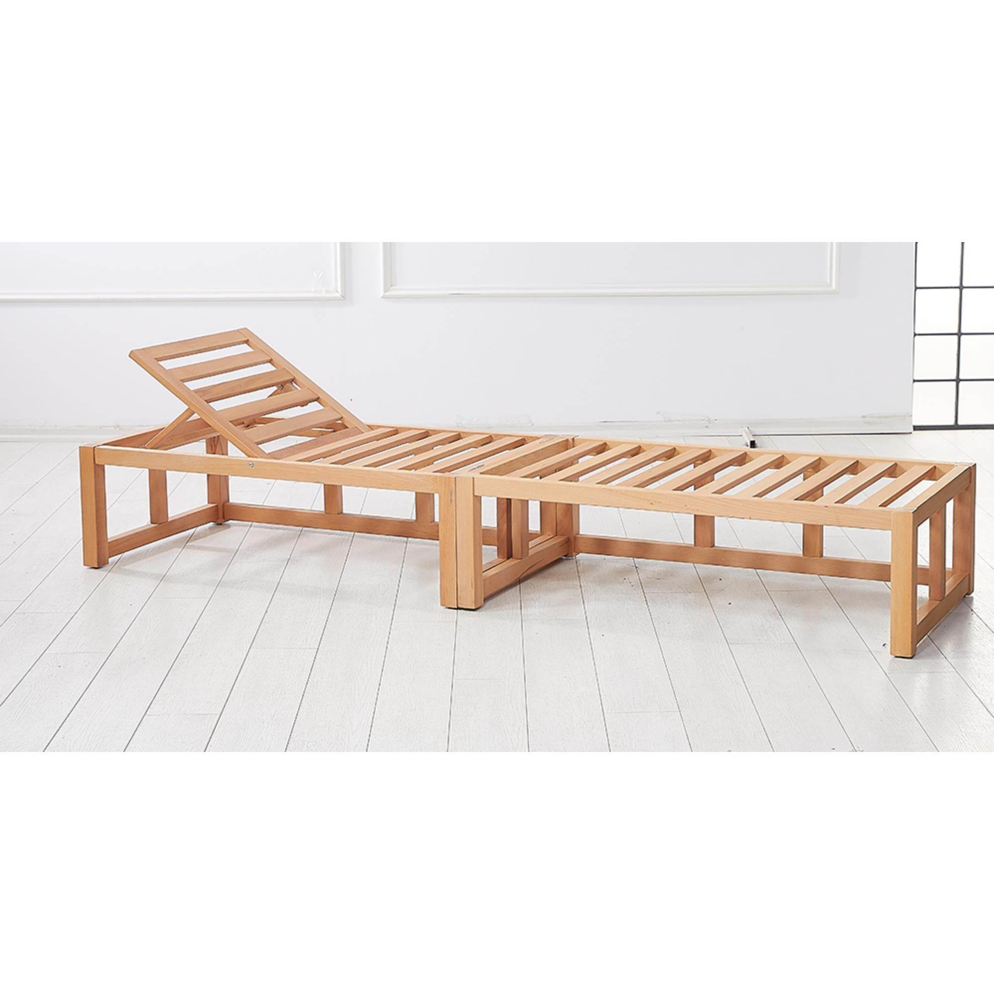 Latte Ahşap Çok Amaçlı İkili Bahçe Koltuğu | Şezlong | Rehome
