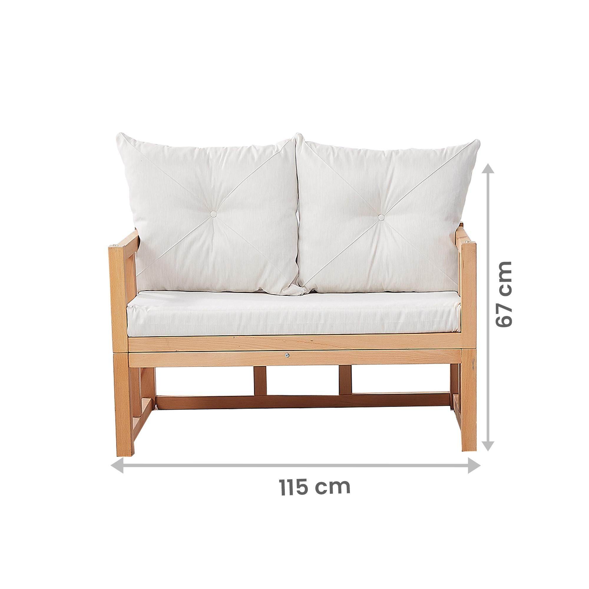 Latte Ahşap Çok Amaçlı İkili Bahçe Koltuğu | Şezlong | Rehome