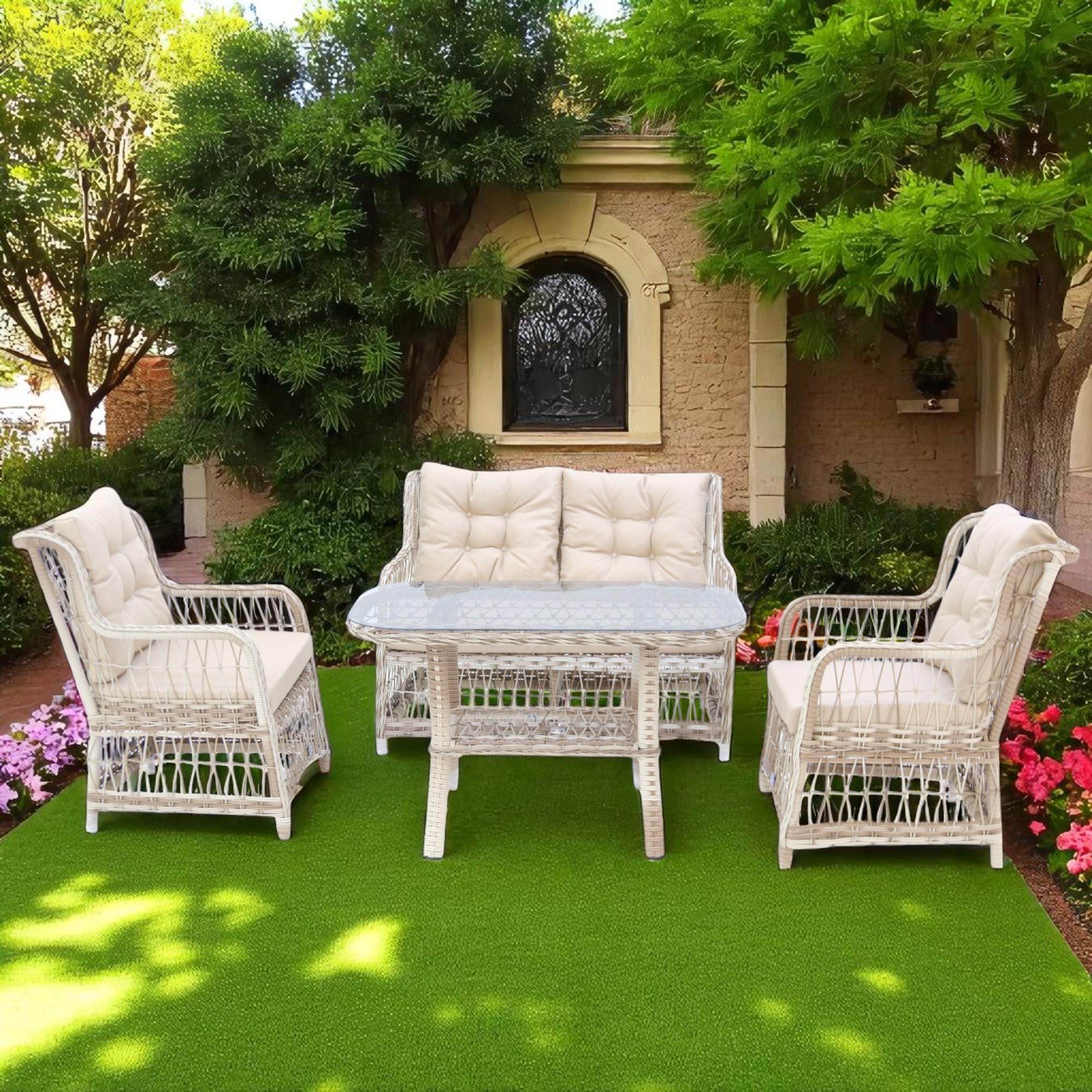 LaVida Bahçe Oturma Takımı | Rattan 2+1+1 ve Sehpa