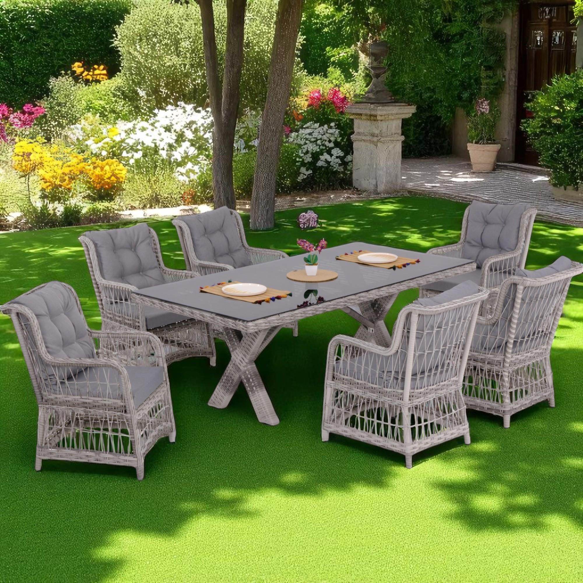 LaVida Bahçe Masa Takımı | Rattan Balkon Masa Seti | 100x180