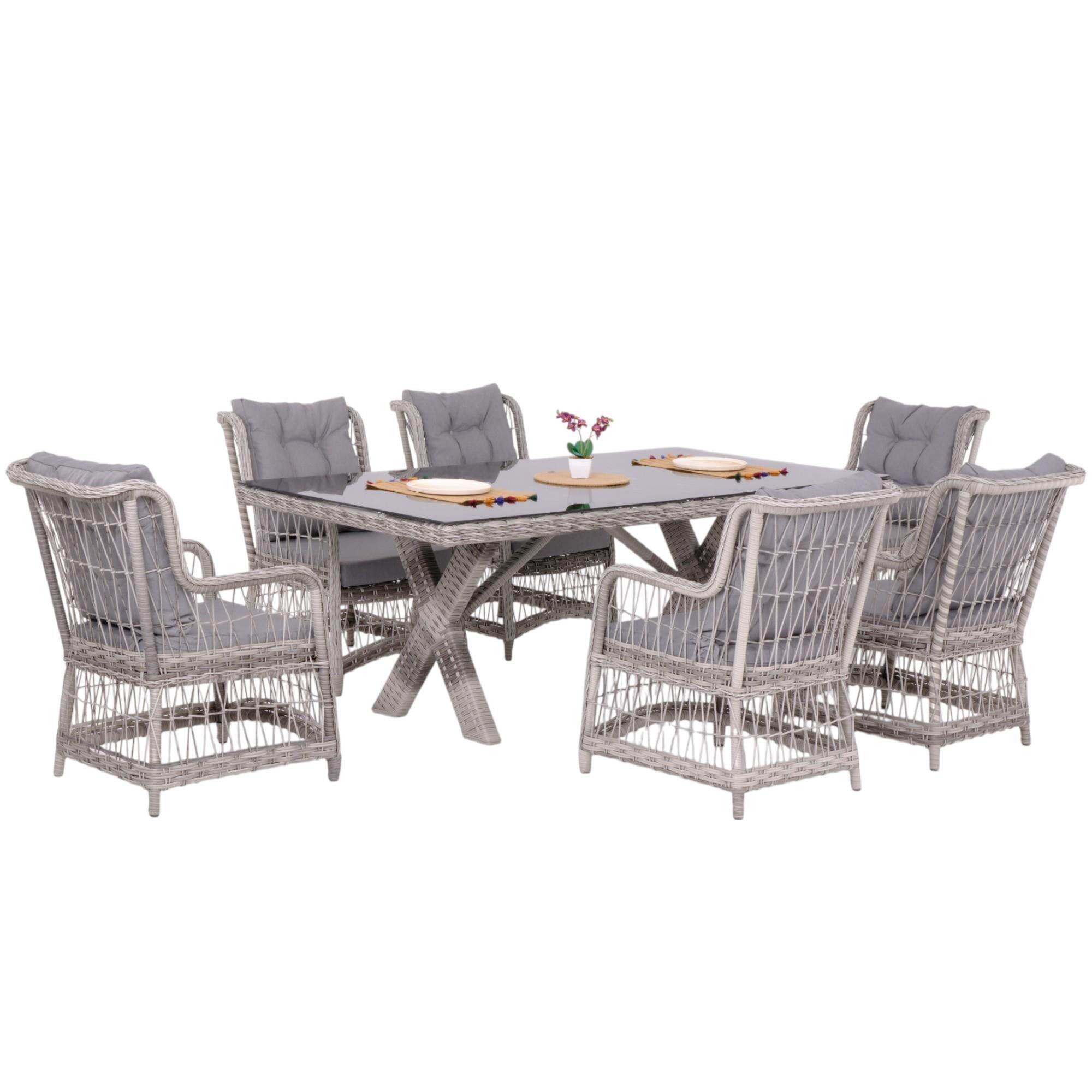 LaVida Bahçe Masa Takımı | Rattan Balkon Masa Seti | 100x180