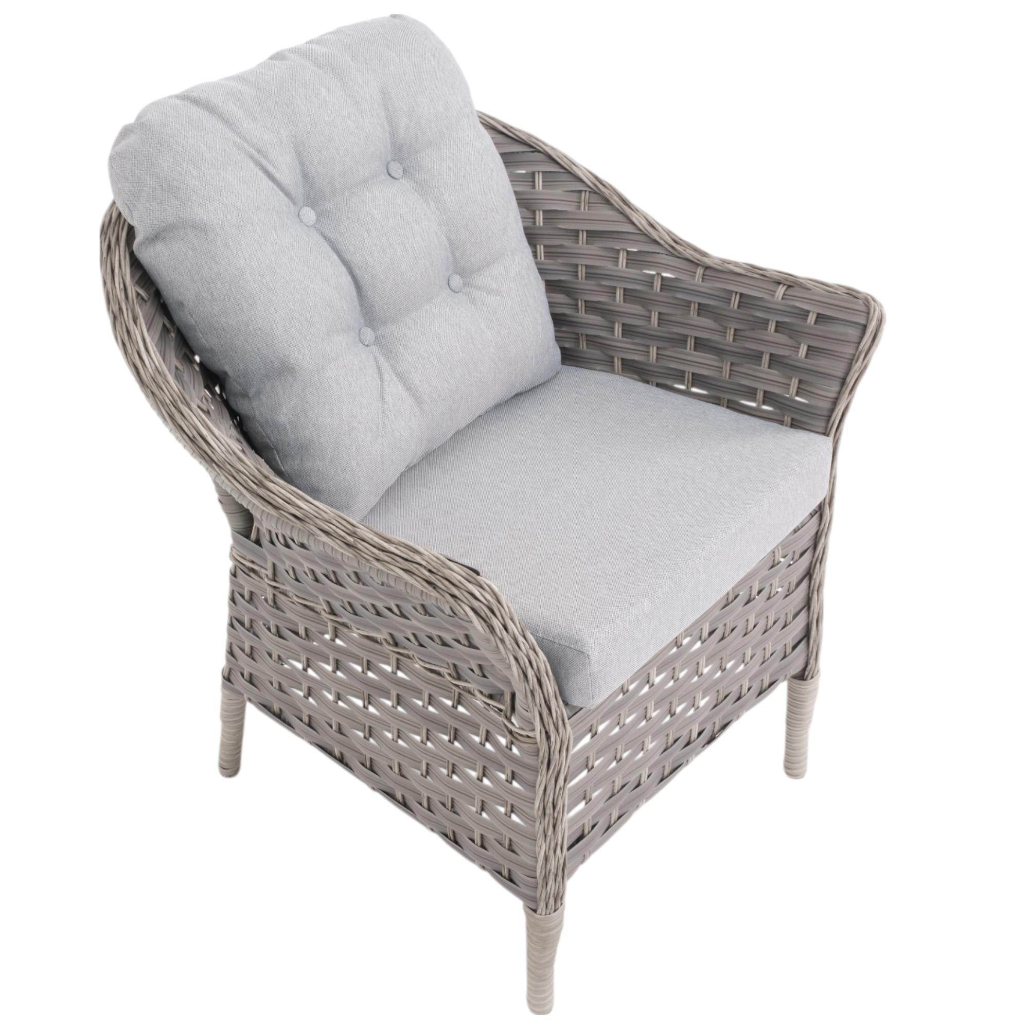 Spark Nova 110 cm Rattan Yuvarlak Minderli Bahçe Masa Takımı