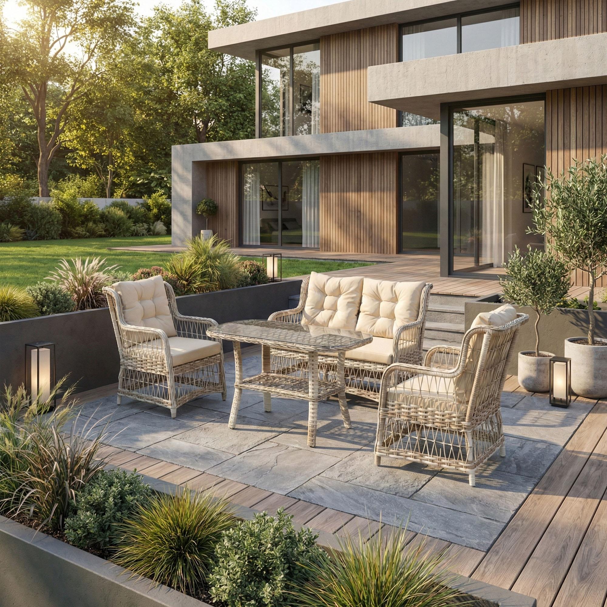 LaVida Bahçe Oturma Takımı | Rattan 2+1+1 ve Sehpa