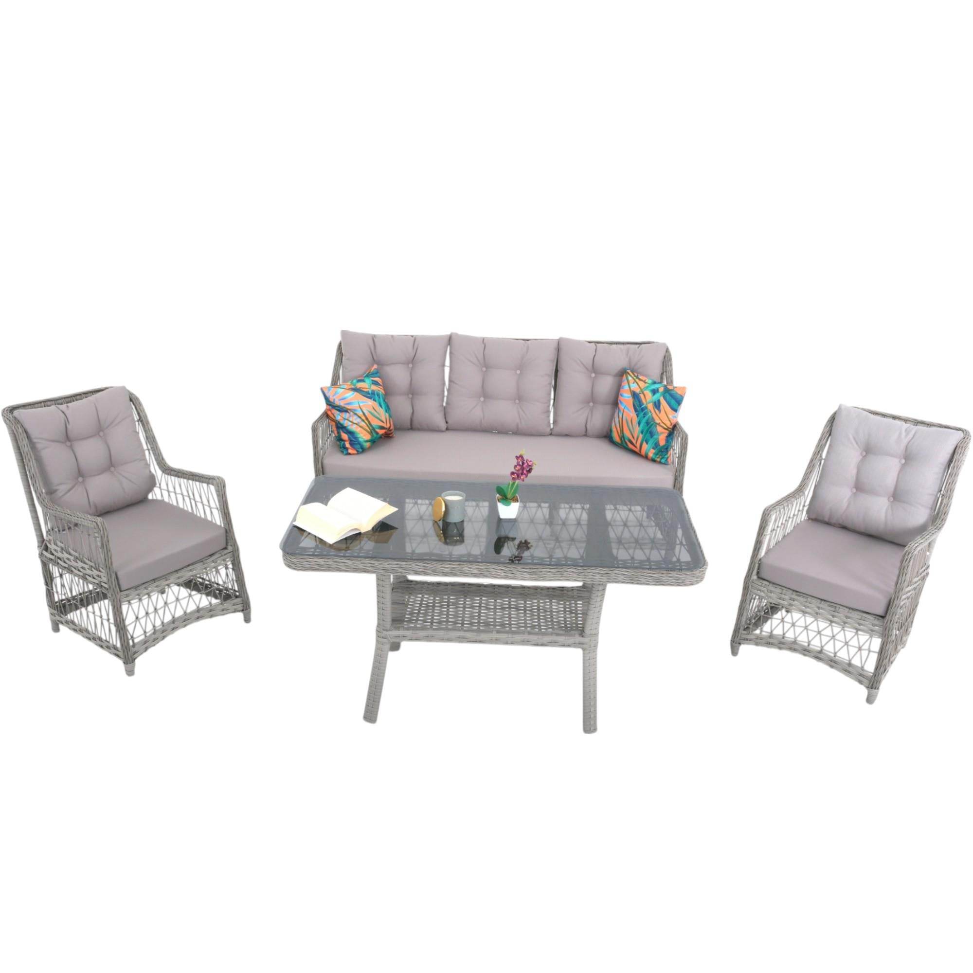 LaVida Bahçe Oturma Takımı | Rattan Bahçe Balkon Takımı | 3+1+1 ve Sehpa