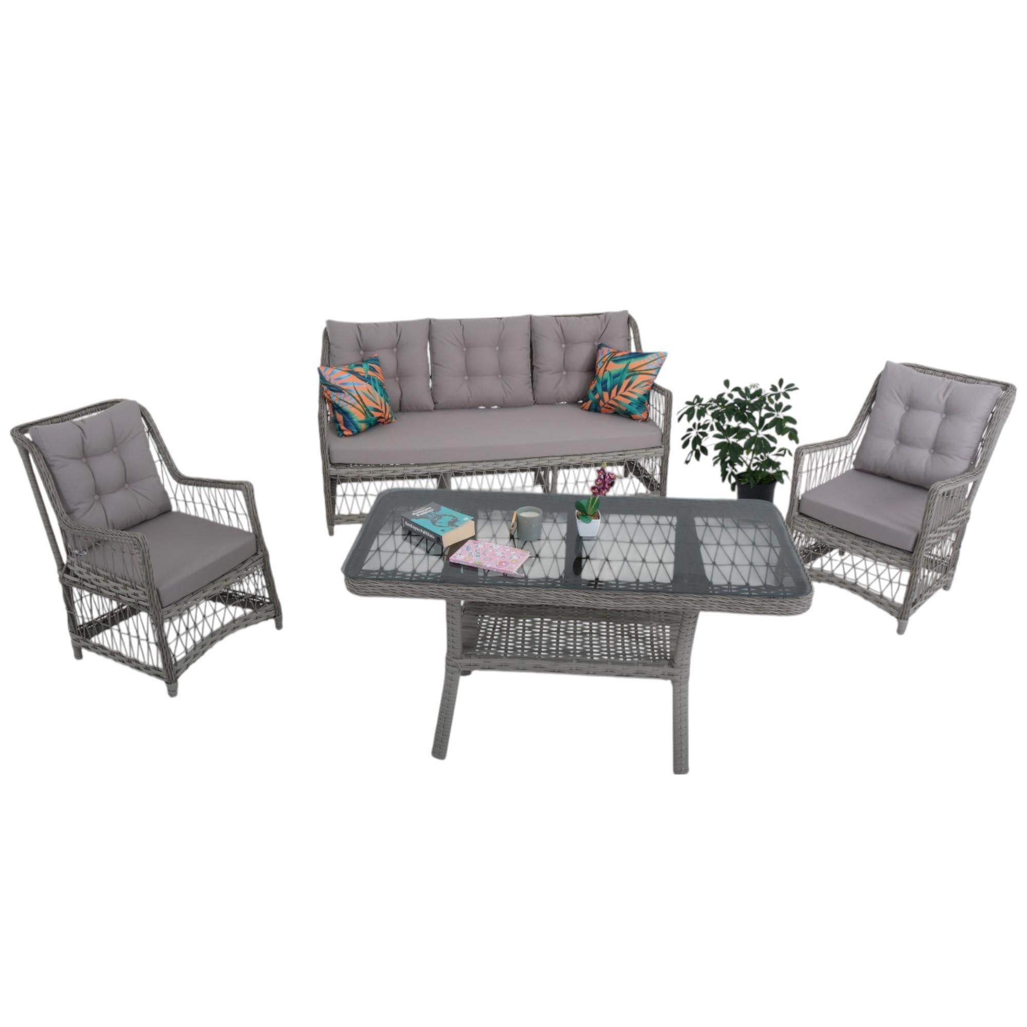 LaVida Bahçe Oturma Takımı | Rattan Bahçe Balkon Takımı | 3+1+1 ve Sehpa