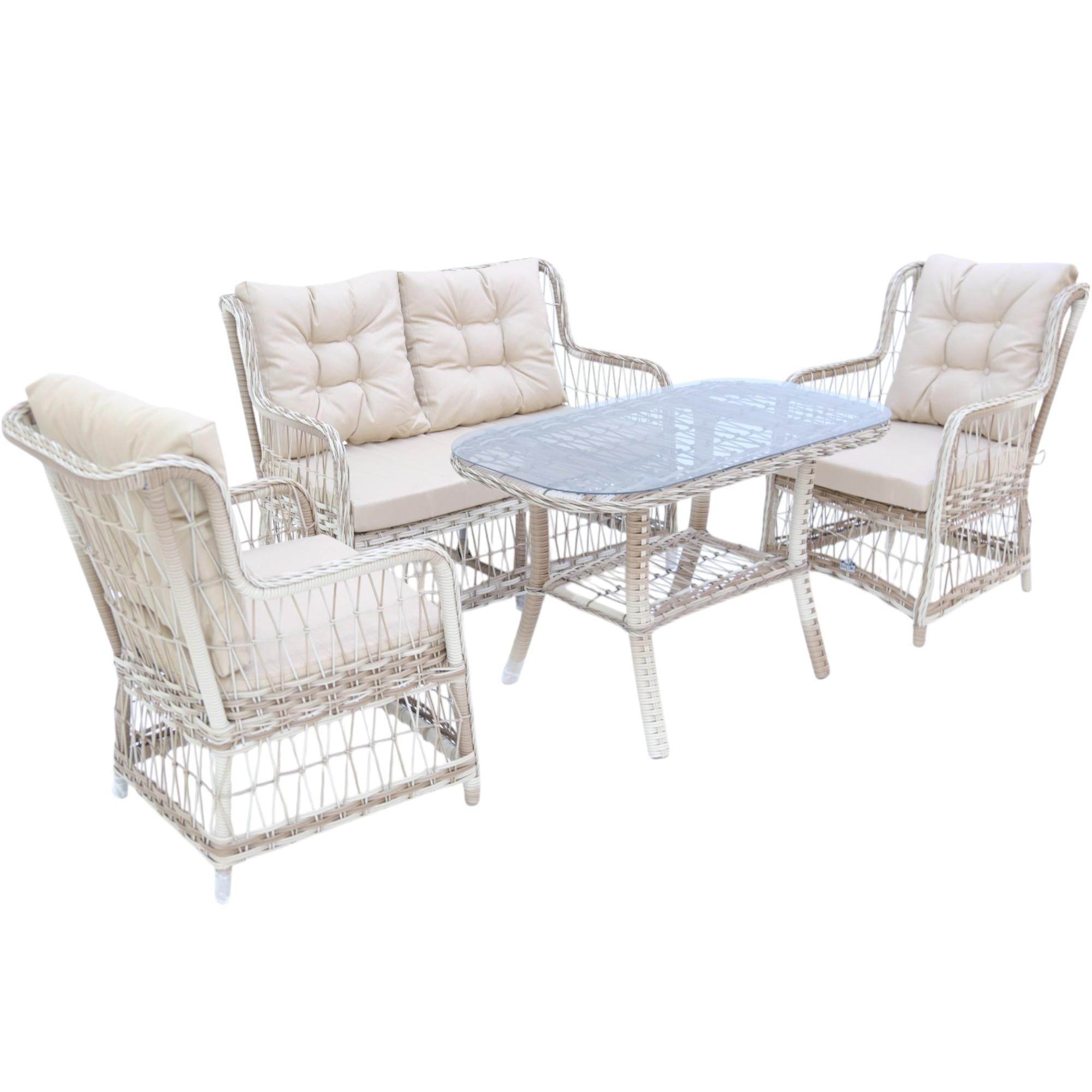 LaVida Bahçe Oturma Takımı | Rattan 2+1+1 ve Sehpa