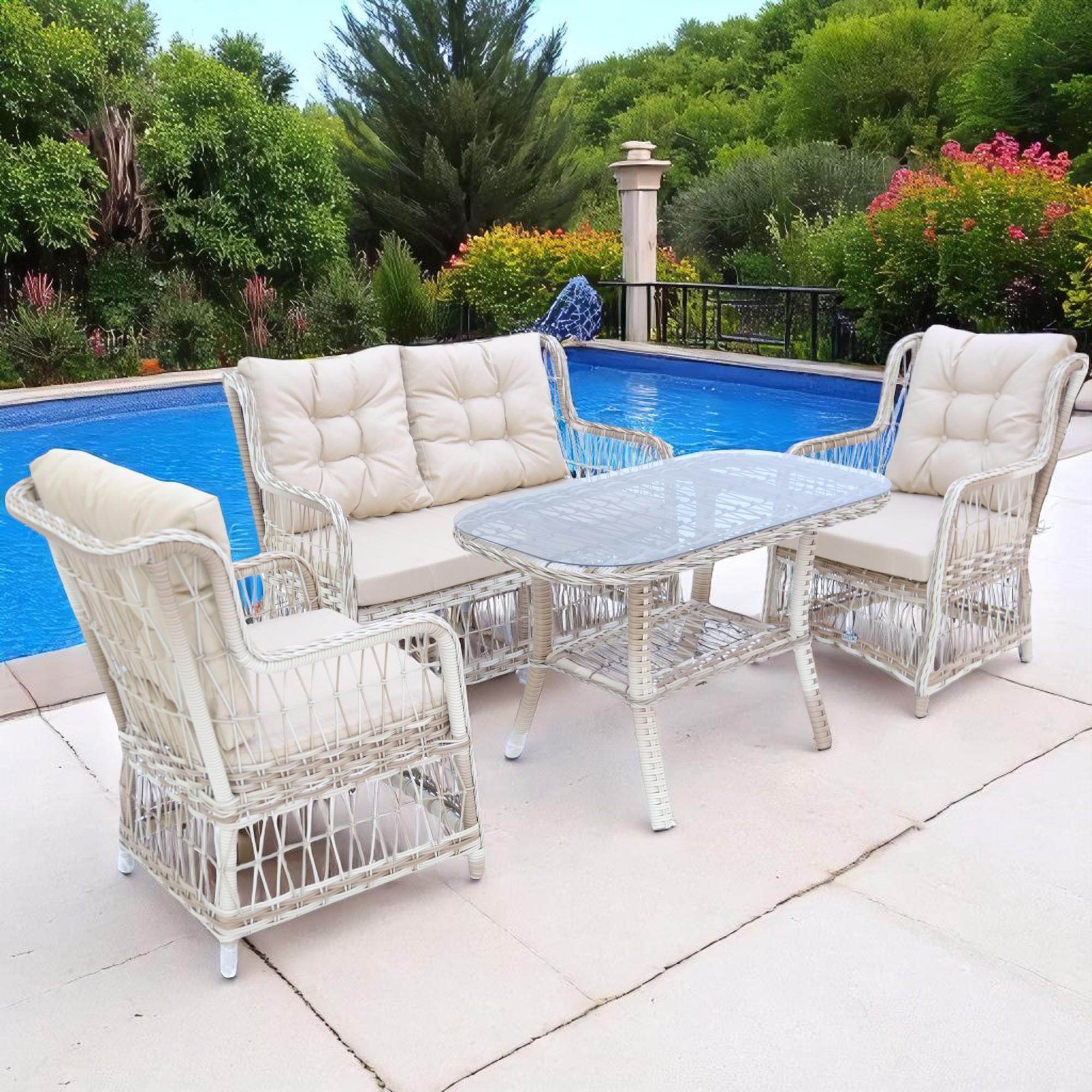 LaVida Bahçe Oturma Takımı | Rattan 2+1+1 ve Sehpa