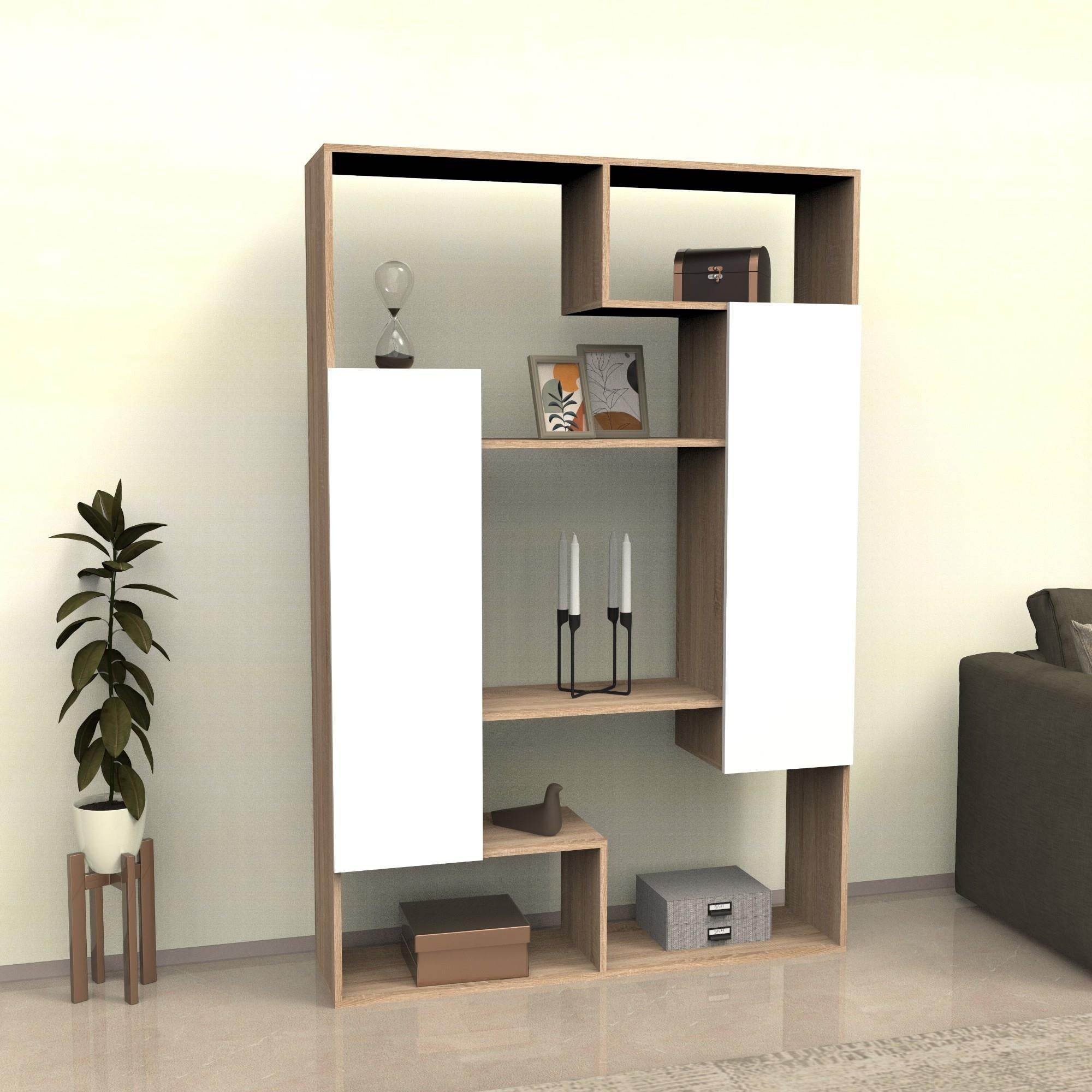 Luna Prime Raflı Kitaplık | Balfa Bölmeli Kitaplık | 120x30x180 cm