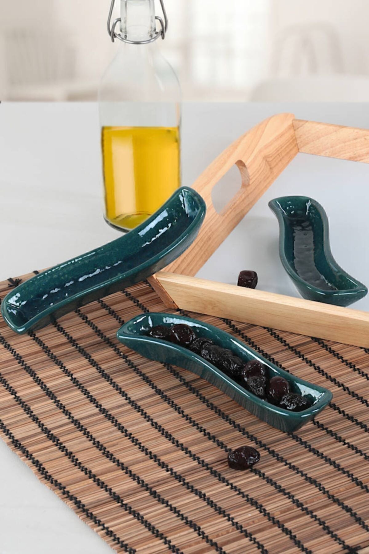 Luster Yeşil İvory Zeytinlik 3 Adet 18 Cm