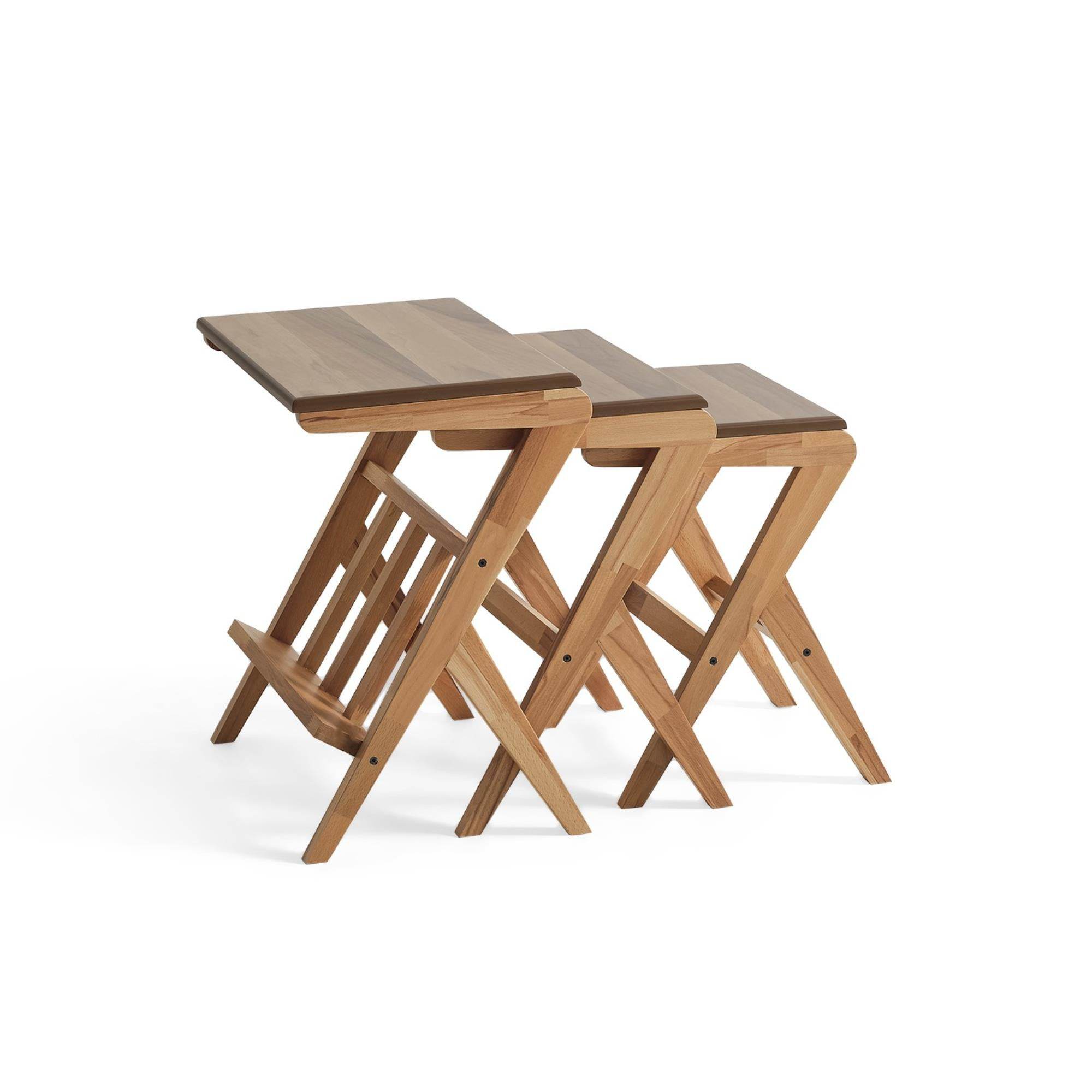 Magazin Üçlü Zigon Sehpa | Ceviz | Kayın Sehpa