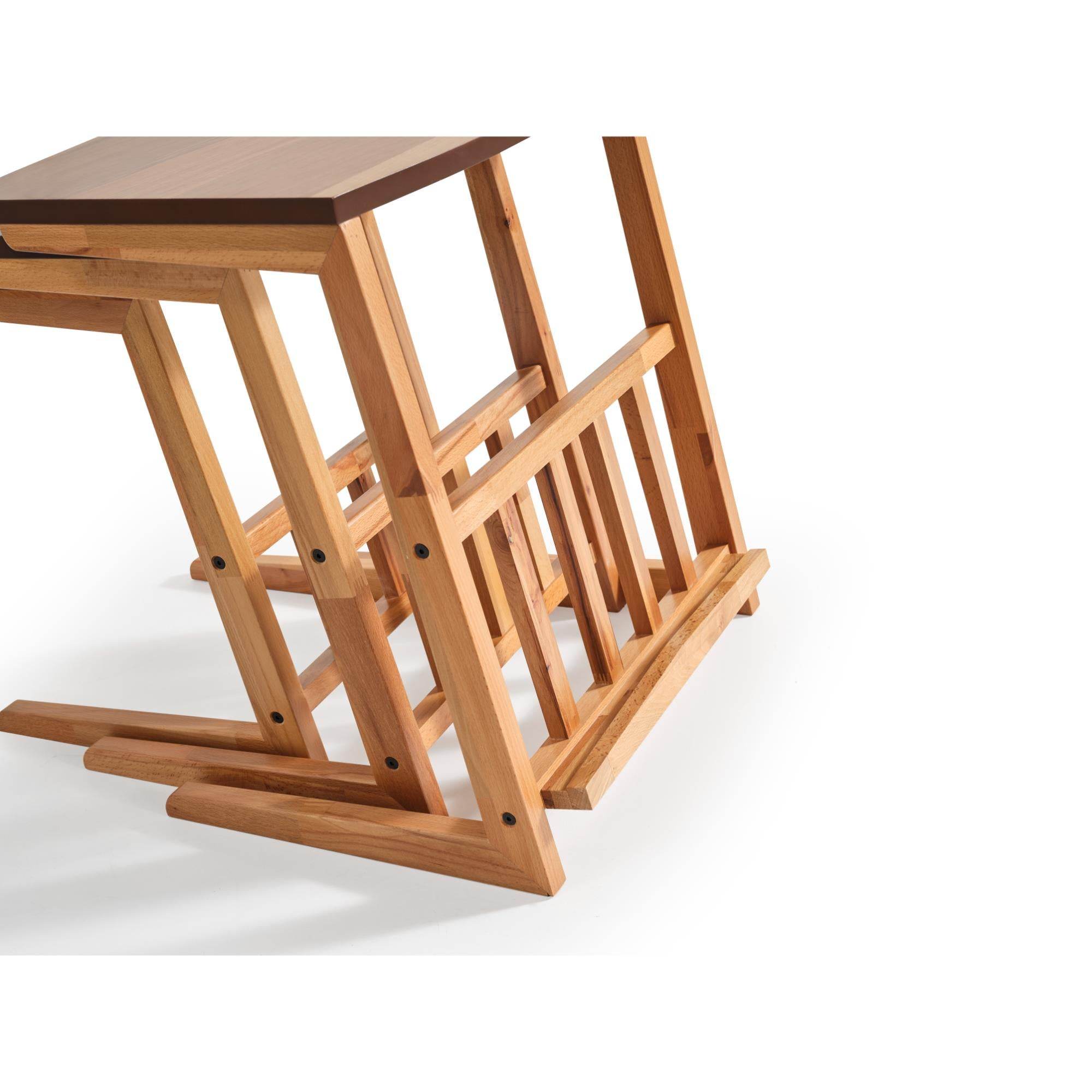 Manila Üçlü Zigon Sehpa | Ceviz | Kayın Sehpa