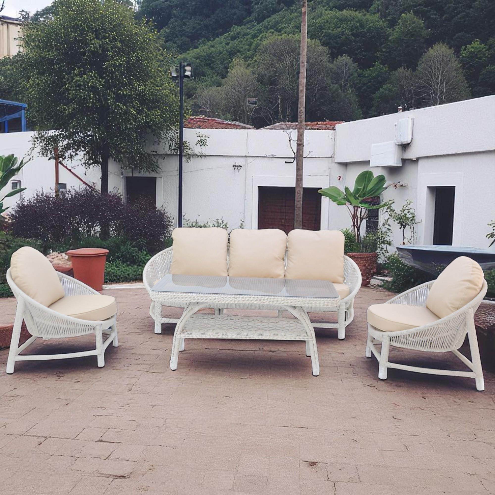 Marise | Üçlü Rattan Bahçe Oturma Grubu | 3+1+1+Sehpalı Bahçe Takımı