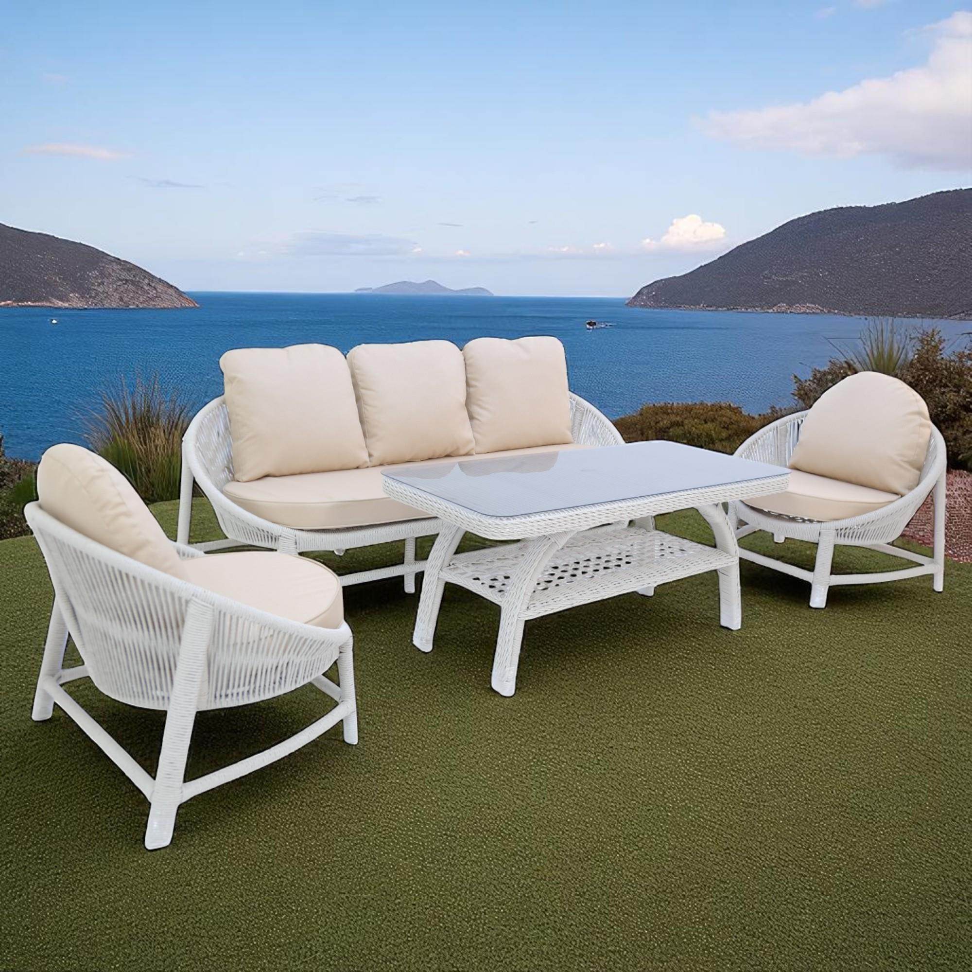 Marise | Üçlü Rattan Bahçe Oturma Grubu | 3+1+1+Sehpalı Bahçe Takımı