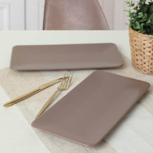 Mat Açık Taupe Siera Kayık Tabak 33 Cm 2 Adet 958