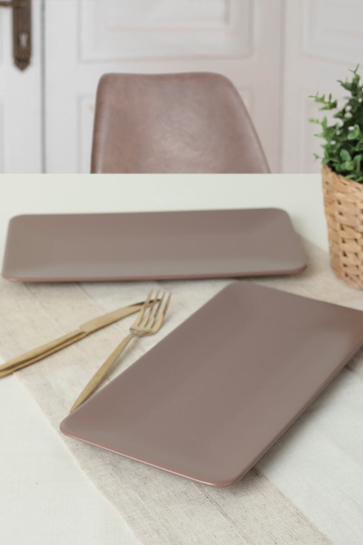 Mat Açık Taupe Siera Kayık Tabak 33 Cm 2 Adet 958