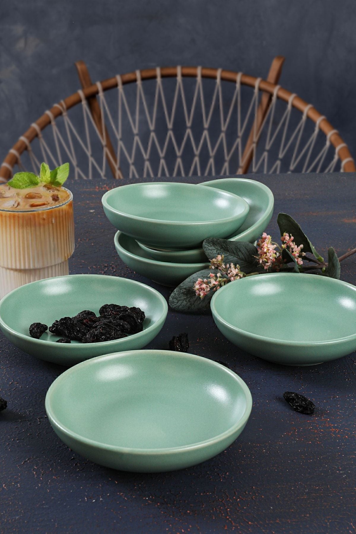 Mat Açık Yeşil Halka Çerezlik/Sosluk 13 Cm 6 Adet