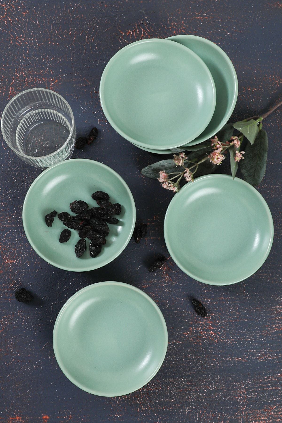 Mat Açık Yeşil Halka Çerezlik/Sosluk 13 Cm 6 Adet