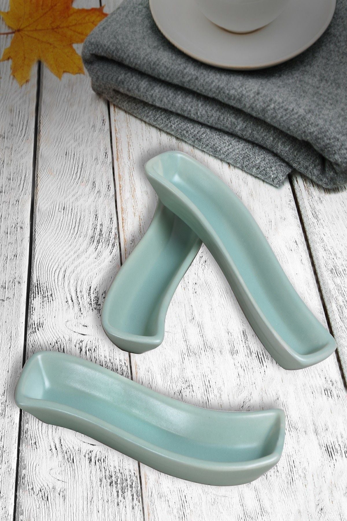 Mat Açık Yeşil İvory Zeytinlik 3 Adet 18 Cm