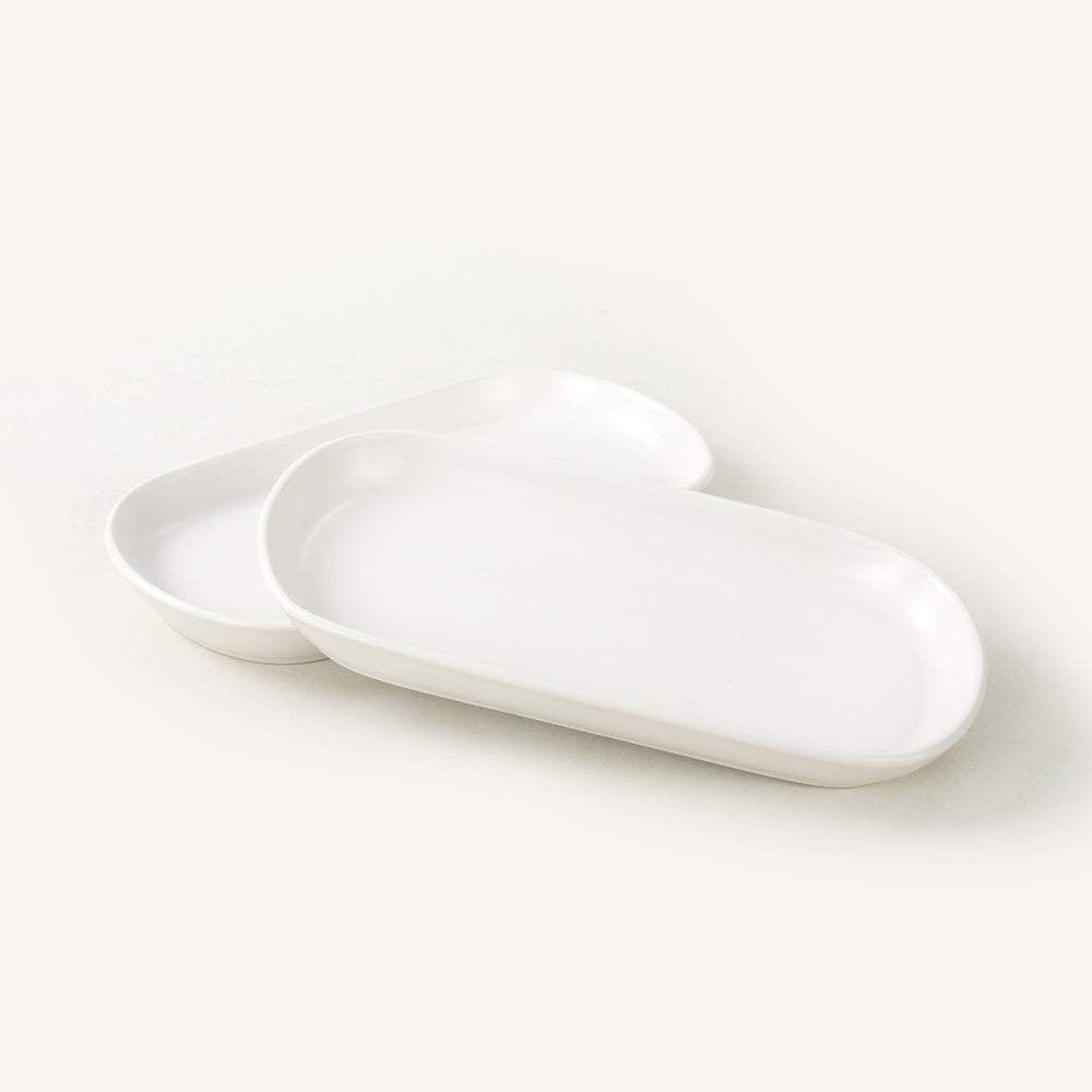 Mat Beyaz Noyan Kayık Tabak 2 Adet 26 Cm